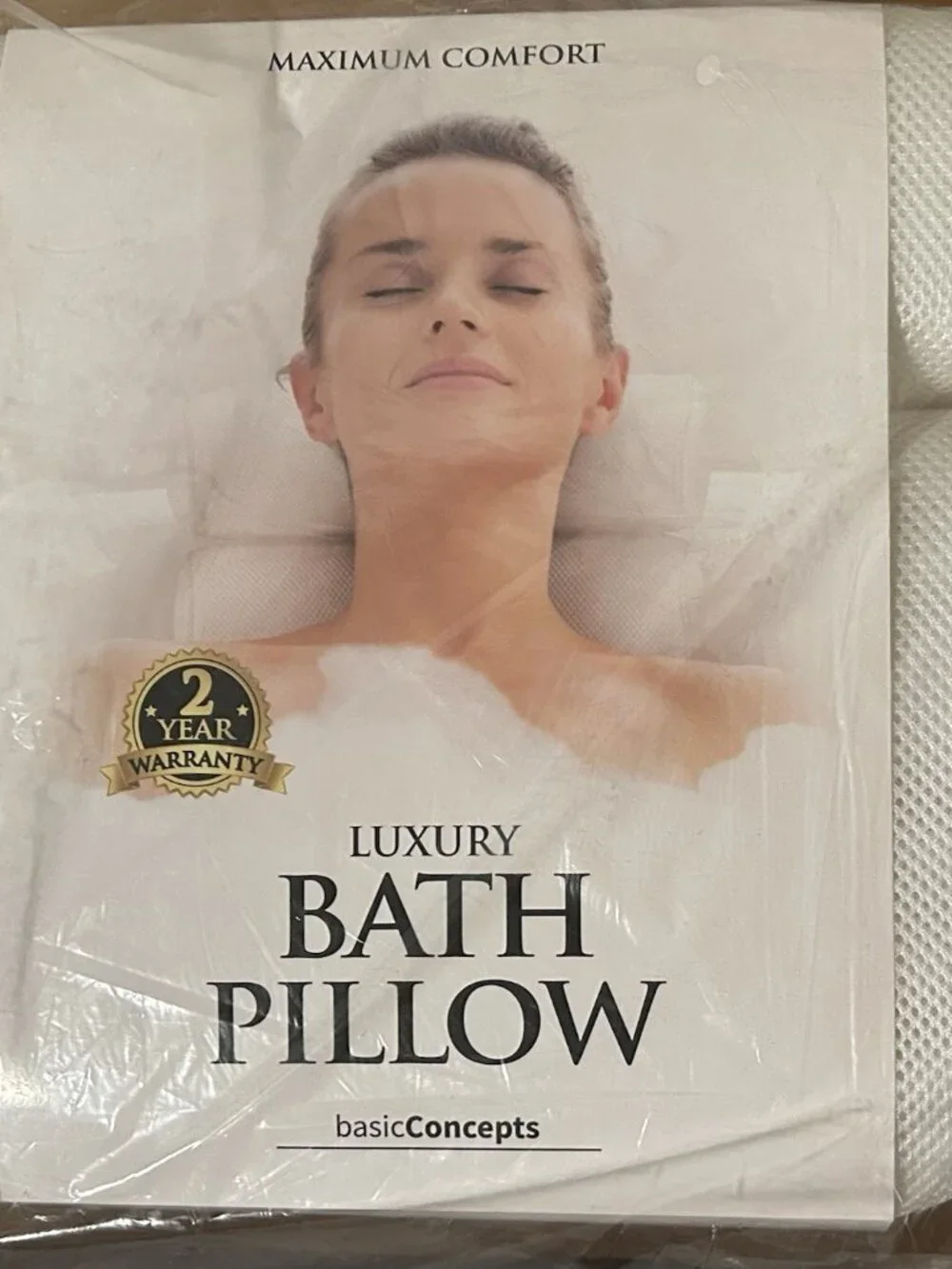 Basic Concepts Luxury Bath Pillow - White, 15x14x4 Inch